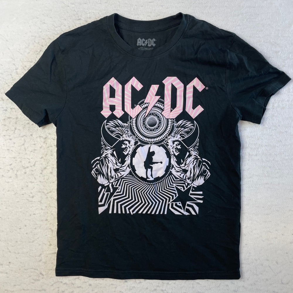 AC/DC Graphic T-Shirt Mens Medium Black Band Rock Concert Short‎ Sleeve Tee